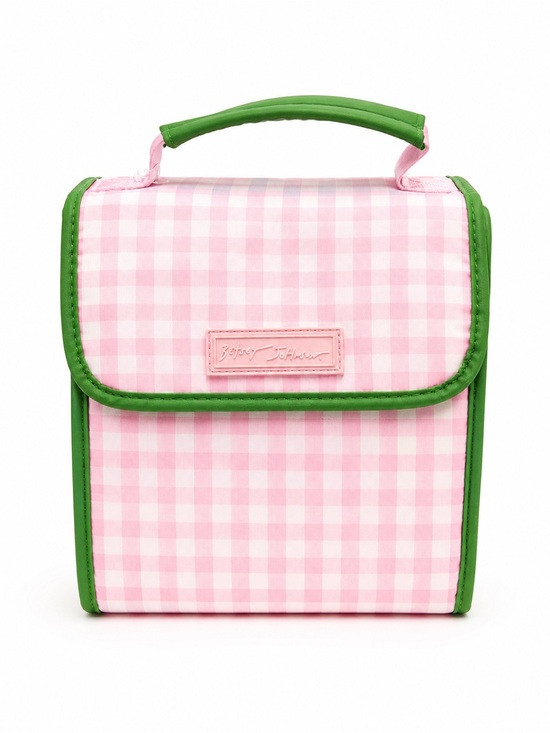 Betsey Johnson Handbags - Betsey Johnson Pink Gingham Lunch Bag with Green Trim